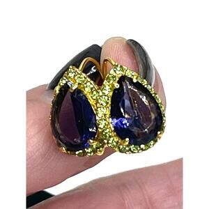 NEW Earrings Peridot Amethyst Rhinestones Post Stud Pierced Dangle Earrings MA01